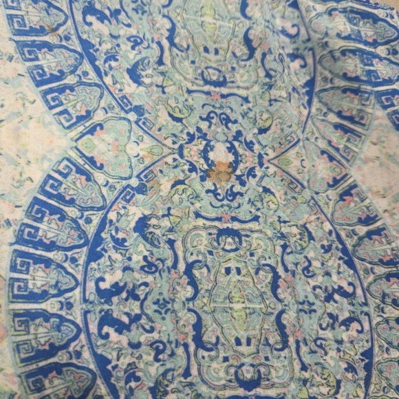 Cremieux Sleeveless Layered Blouse Blue Green Medallion Print Size L (L034) - Picture 7 of 9